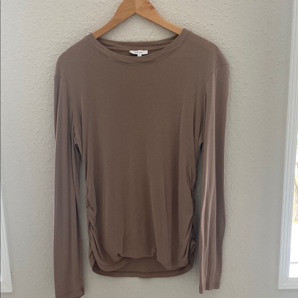 Reiss Brown Fitted Long Sleeve T-Shirt